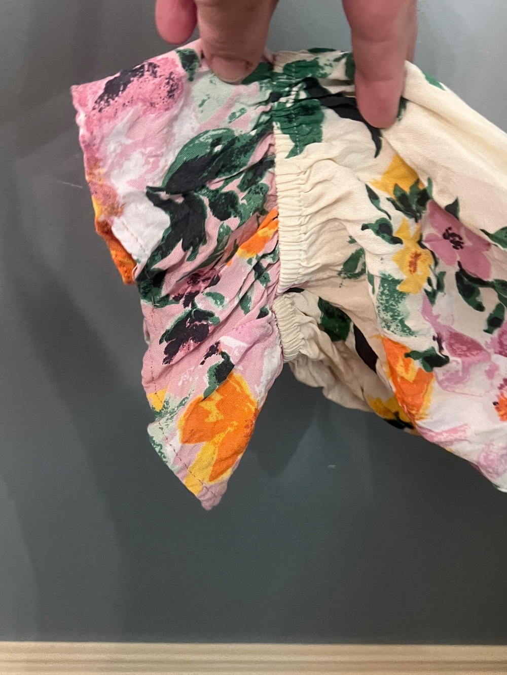 Women's Floral Tie-Front Tunic Dress — White with Orange, Pink & Green Floral - Picture 4 of 4